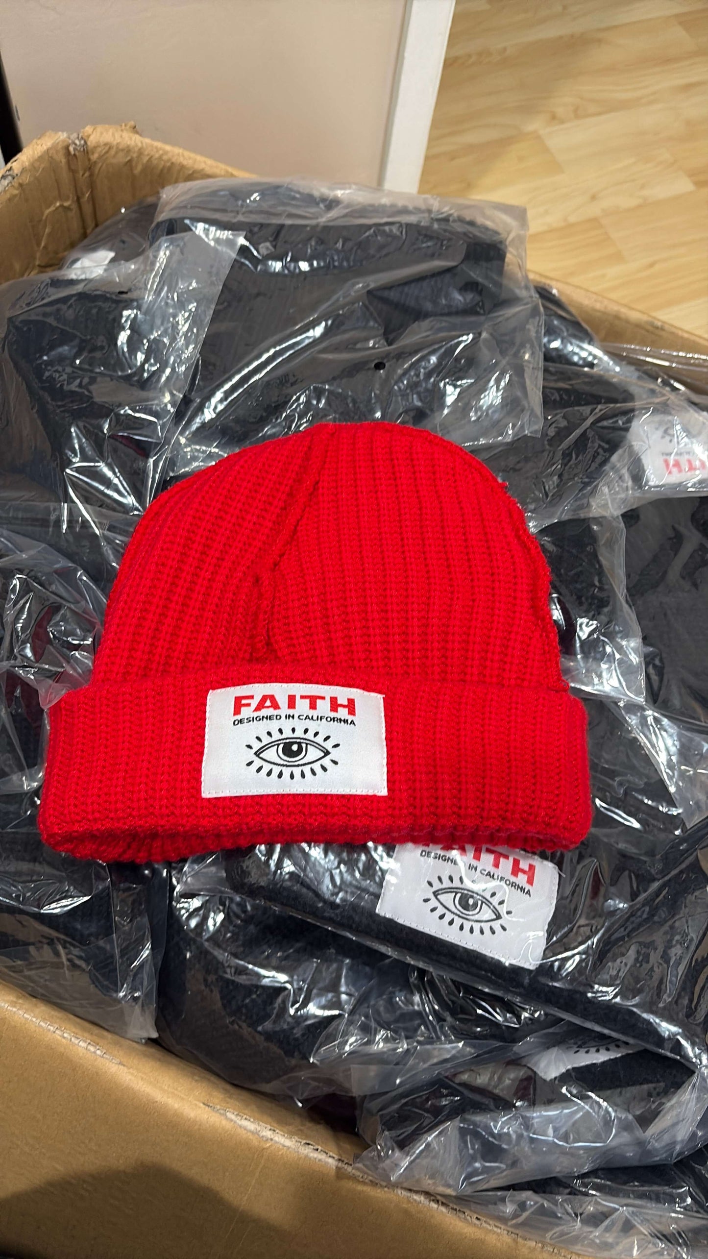 FAITH Evil Eye Red Beanie