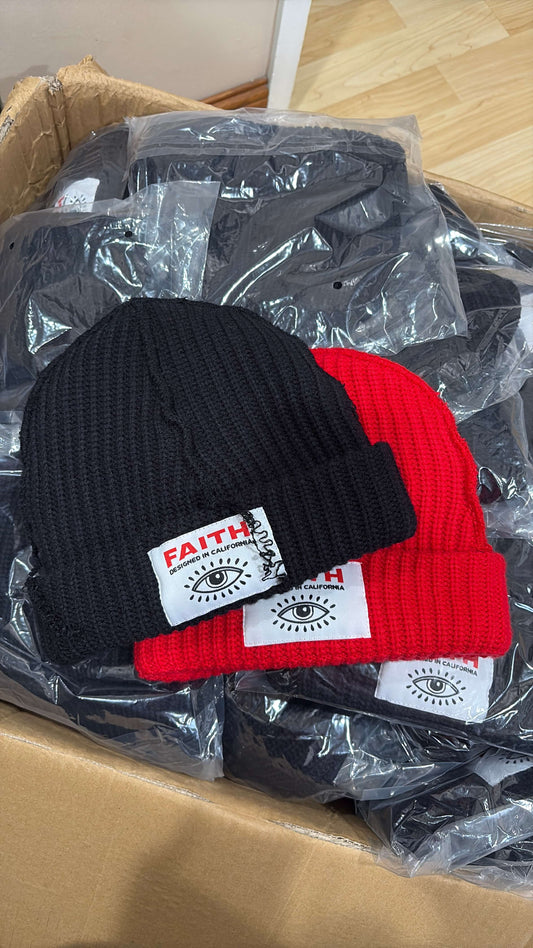 FAITH Evil Eye Black Beanie