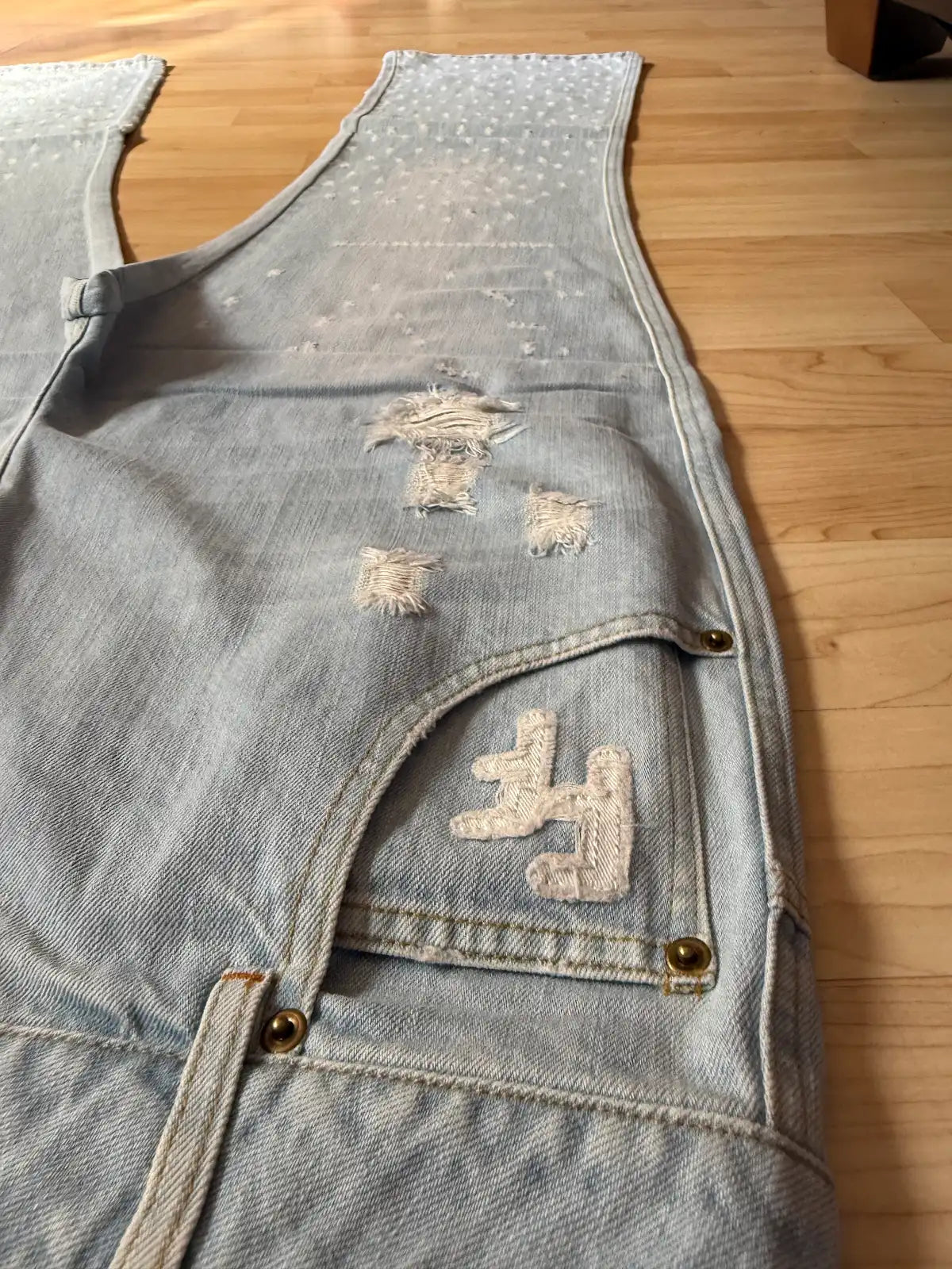 Washed cotton denim pants